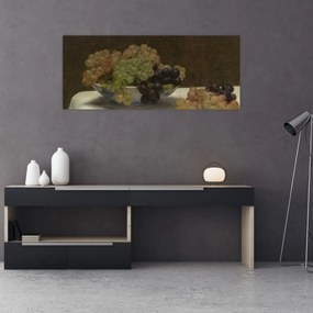 Obraz - Henri Fantin-Latour, Still Life with Grapes and a Carnation, reprodukcia (120x50 cm)