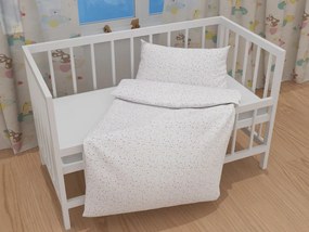 Biante Detské bavlnené posteľné obliečky do postieľky Sandra SA-396 Hnedo-béžové konfety na bielom Do postieľky 90x140 a 50x70 cm
