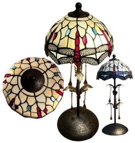 Lampa Tiffany VÁŽKA JANTAR Murano Drops Iron Base 56*25