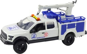 LEAN Toys Servisné auto s žeriavom, svetlá a zvuky, biele, 1:12