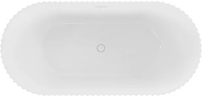 Mexen Paola, voľne stojaca vaňa, drážkovaná, 170 x 80 cm, biela lesklá, biely prepad, 52721708000-20