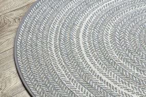 Šnúrkový okrúhly koberec SIZAL FLAT 48837637 Boho, vzor pletený vrkoč, sivý,