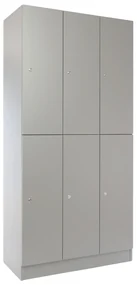 Drevená šatníková skrinka Visio LUX - 6 boxov, 90 x 45 x 185 cm, cylindrický zámok, sivá