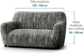 Bielastické poťahy UNIVERSO NOVÉ žíhané čiernobiele dvojkreslo (š. 120 - 160 cm)