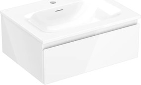 Mexen Orio, kúpeľňová skrinka 60 cm s umývadlom Vela, 1 zásuvka, biela lesklá, 91A10-06023-1-BF00-W23M00