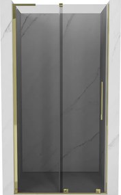 Mexen Velar L, posuvné sprchové dvere do otvoru 120 cm, 8mm šedé sklo, zlatá lesklá, 871-120-003-41-50
