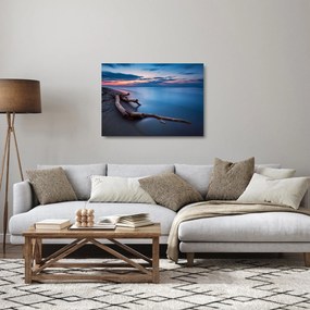Sklenený obraz pláže pri západe slnka (70x50 cm)