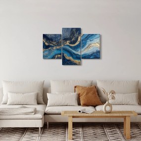 Obraz - Modrozlatý abstraktný mramor (90x60 cm)