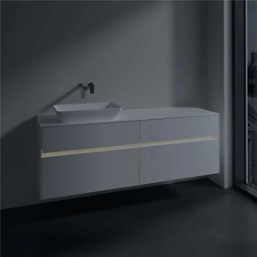 VILLEROY &amp; BOCH Collaro závesná skrinka pod umývadlo na dosku (umývadlo vľavo), 4 zásuvky, s LED osvetlením, 1600 x 500 x 548 mm, White Matt, C121B0MS