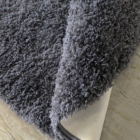 DY Tmavosivý okrúhly shaggy koberec Camel Rozmer: 80 cm