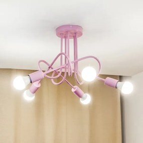 Prisadený luster OXFORD 5xE27/15W/230V ružový