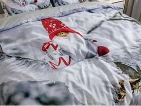 Obliečky z mikrosaténu WINTER GNOME sivé + obliečka na vankúšik 45 x 45 cm zdarma Rozmer obliečky: 70 x 90 cm | 140 x 200 cm
