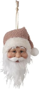 Závesná dekorácia hlava Santa s ružovou čiapkou - 10*9*28 cm