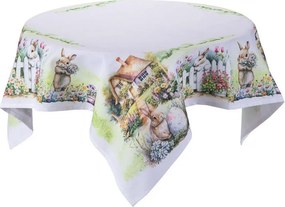 Stredový obrus s potlačou ZAJAČIKOVIA V ZÁHRADE 85 x 85 cm