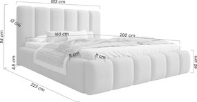 Čalúnená posteľ Aura 160x200 s úložným priestorom - béžová bouclé Quelle 03