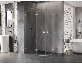 Mexen Lunar, polkruhový sprchový kút naklápací doľava 100 x 80 cm, 8mm číre sklo, chrómový profil, 833-100L-080P-01-00