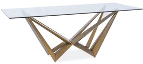 Luxusný jedálenský stôl LEON meď + tvrdené sklo 200 x 100 xm
