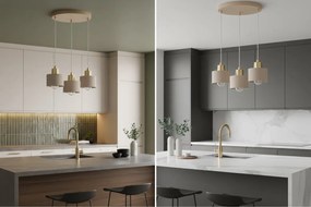 Závesné svietidlo Panta, 3x béžové kovové tienidlo, g, o