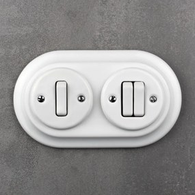 Elhard Veľký okrúhly keramický dvojitý rámček, biely KV3002W