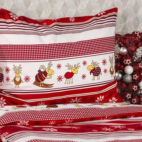 4Home Vianočné bavlnené obliečky Sobíky, 160 x 200 cm, 70 x 80 cm