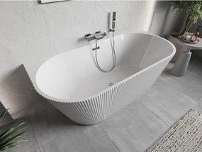Mexen Oris, voľne stojaca ryhovaná vaňa 170 x 80 cm, biela lesklá, chrómový prepad, 52871708000-01