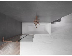 Mexen Velar L, 2-krídlová posuvná vaňová zástena 80 x 150 cm, 8mm šedé sklo, medená matná, 896-080-003-41-65