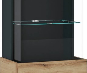 Vysoká vitrína Corte, dub coast/tmavo šedá, pravá