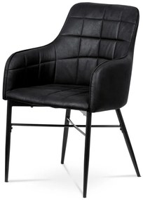 Autronic -  Jedálenská stolička AC-9990 BK3 čierna látka v dekor vintage kože