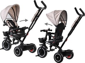 Detská trojkolka Tiny Bike 3 v 1 béžová so strieškou SP0650