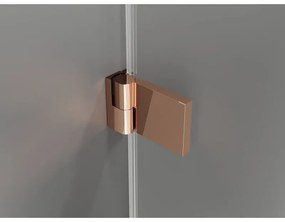 Mexen Lunar-B, výklopný sprchový kút ľavý 85 x 80 cm, 8mm číre sklo, profil medená matná, 832-085-080-65-00-L