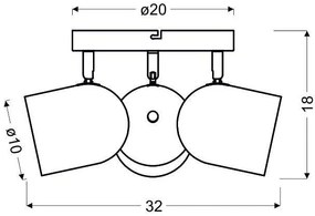 Candellux Šedé stropné svietidlo Azuro pre žiarovku 3x E27 s guľatou základňou 98-63236
