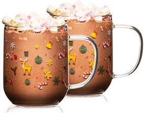 4Home Sklenený hrnček Hot&Cool Christmas time 350 ml, 2 ks