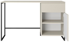 Písací stôl Asha 120 cm so zásuvkou - kašmír / čierna konštrukcia