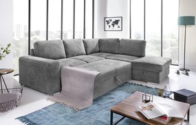 Rohová sedacia súprava Eddi, stredne šedá látka, pravý roh