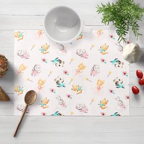 Biante Detské bavlnené prestieranie na stôl Sandra SA-671 Zvieratká baletky na bielom 35x45 cm