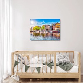 Sklenený obraz - Tancujúce domy, Amsterdam (70x50 cm)