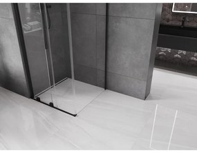 Mexen Velar, sprchový kút s posuvnými dverami 120(dvere) x 120(stena) cm, 8mm číre sklo, čierna matná, 871-120-120-01-70