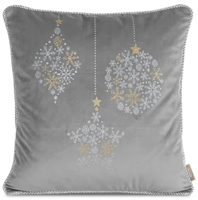 VIANOČNÉ DEKORAČNÉ OBLIEČKY NA VANKÚŠ BALL 1KS 45X45 CM STRIEBORNÁ