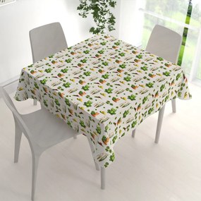 Biante Detský bavlnený štvorcový obrus Sandra SA-609 Žabky a slimáky na bielom 40x40 cm