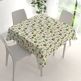 Biante Detský bavlnený štvorcový obrus Sandra SA-609 Žabky a slimáky na bielom 140x140 cm