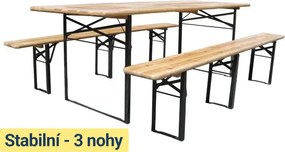 Hawaj Pivný set 220 x 70 x 25 cm | 3 nohy na lavici