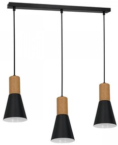 Luster na lanku EDMON 3xE27/60W/230V čierna