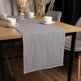 Biante Ľanový behúň na stôl LEN-019 Svetlo sivý 45x120 cm