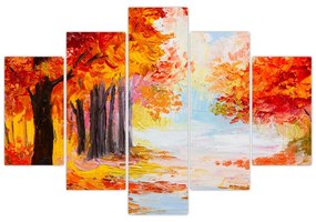 Obraz - Olejomaľba, farebná jeseň (150x105 cm)