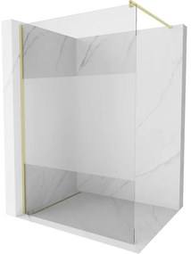 Mexen Kioto, sprchová zástena Walk-In 100 x 200 cm, 8mm číre sklo-námraza, zlatý matný profil, 800-100-101-55-35