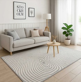 TZ Sivý obdĺžnikový pruhovaný koberec Strado Polo Cloud vzor zebra Rozmer: 120x170 cm