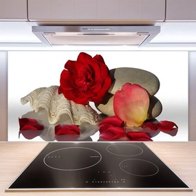 Sklenený obklad Do kuchyne Ruže plátky mŕtva príroda 125x50 cm