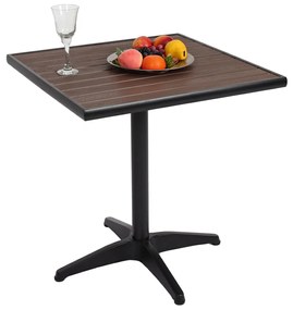Záhradný stôl HWC-J95, hliník vzhľad dreva - čierna, tmavo hnedá
