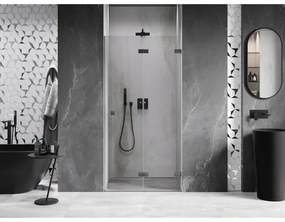 Mexen, Mexen Lunar-F pravé sklápacie sprchové dvere 100 cm, transparentné, pištoľovo šedé kartáčované - 836-100-000-66-00-P