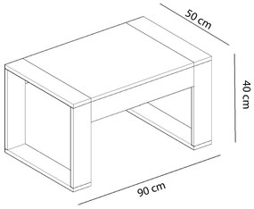 Dizajnový konferenčný stolík Pelagius 90 cm dub / biely